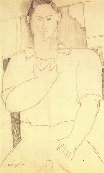 Modigliani - Sitting young man by Modigliani